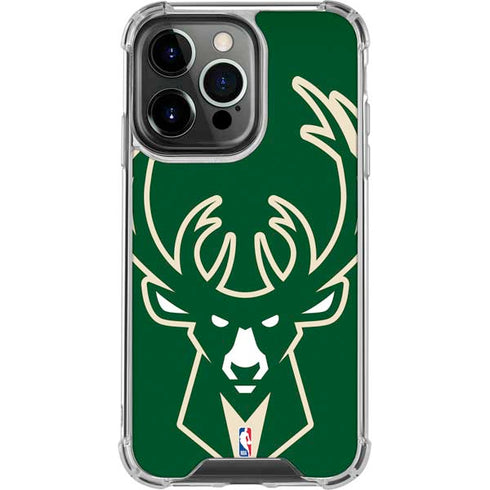 NBA Milwaukee Bucks Large Logo iPhone 16 Pro Clear Case